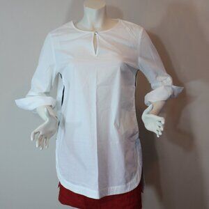 Diana Gallesi white cotton blend blouse tunic black stripes Made in Italy size 8